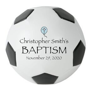 Personalized Baptism Soccer Ball, Custom Baptism Soccer Ball, Christening Keepsake (Regulation Soccer Ball, Blue)