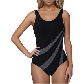 Women's One Piece Swimsuits Tummy Control High Waisted Bathing Suit Wrap Tank Swimsuit Color Block Slimming Swimwear in Kuwait
