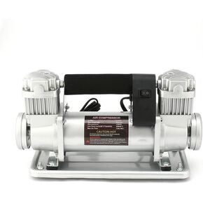 High-Power Car Air Pump Double-Cylinder All-Metal Fast Off-Road Play Sand Pump High-Pressure 480W Air Compressor for Beginners DIY(12V Double Cylinder)
