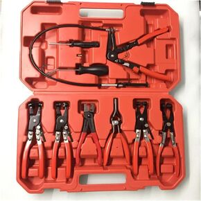 Useful Hand Tool Set 9pcs Flexible Hose Clamp Pliers Set Swivel Jaw Flat Angled Band Automotive Tools Drill Bit For Beginnners DIY Use