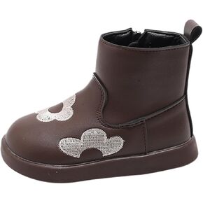 Toddler/Little Kid Girls Short Ankle Boots Flower Embroidery Side Zipper Dress Booties Casual Work Boots for Teen Girls