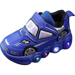 Light Up Toddler Boys Shoes Car Pattern Luminous Sport Sneaker, Little Fashion Cute Soft Sole Dance Sneaker Girls