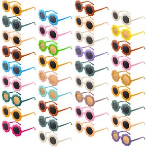 36 Pairs Kids Flower Sunglasses Round Girls Toddler Flower Sunglasses Cute Baby Sunglasses Outdoor Beach Eyewear for Boys Girls Infant Party Favors in Kuwait