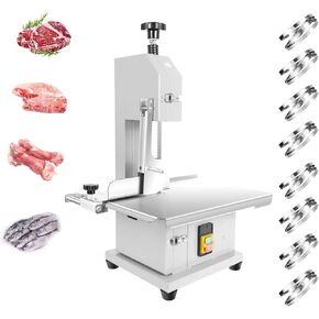 Bone Saw Meat Cutter, 1500W Industrial Butcher Tool Meat Saw, 0.04-7.8 In Cutting thickness Meat Band Saws, 330-441 LBS/H High Speed for Butchering for Ribs/Beef/Poultry