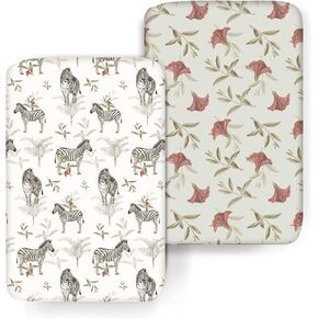 Pack and Play Sheets for Boys and Girls: Mini Crib Sheets Set 2 Pack - Compatible with Graco Pack n Play Portable Stretchy Soft and Breathable Playard Sheets for Baby