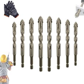 Vrsgs Drill Bits, Four Blade Serrated Eccentric Drill Bits, High Strength 4 Flute Serrated Eccentric Drill Bit Kit, Vrsgs Magnetic Drills Bit, for Concrete Glass Brick Cement Tile Marble (2Set)