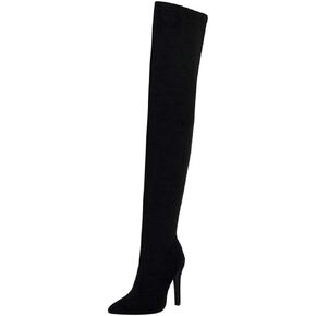 KOKOMOMO Womens Pointed Toe Stiletto Thigh High Heeled Over The Knee Stretch Boots