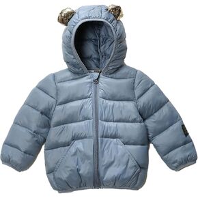 Winter Warm Toddler Hooded Jacket with Bear Ears for Boys and Girls Lightweight Insulated Cozy Design Soft Fleece Lining