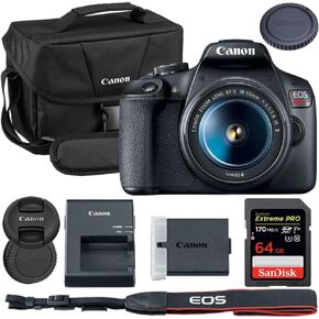 Canon EOS Rebel T7 DSLR Camera with 18-55mm Lens Bundle with Canon 200ES EOS Shoulder Bag + 64GB Extreme PRO Memory Card