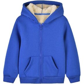 Boy's Fleece Jacket Zip Up Hoodie Sherpa Lined Hooded Sweatshirt Kids Toddler Winter Warm Thicken Hoodie with Pocket