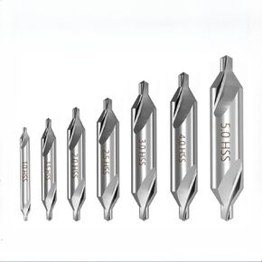 7 PCS Center Drill Bits Set, M2 High Speed Steel 60-Degree Angle Center Drill Bits Kit Countersink Tools for Lathe Metalworking Size 1.0 1.5 2.0 2.5 3.0 4.0 5.0