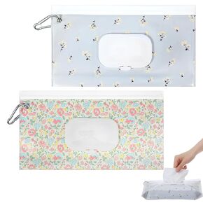 2 Pcs Baby Wipes Dispenser, Portable Baby Wipe Holder Refillable Wet Wipes Container Reusable Travel Use, Keeps Wipe Fresh