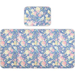 Cartoon Cute White Bird Flowers Cooling Baby Play Mattress 28" x 52" Breathable Pads for Kids for Baby&Toddler