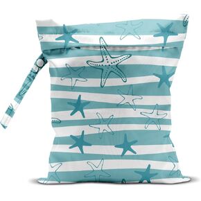 Wet Dry Bag, Wet Bag for Swimsuit, Travel, Beach, Pool, Diapers, Dirty Yoga Gym Clothes, Makeup Bag, Ocean Starfish Summer Vacation Essentials