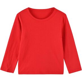 Kaerm Little Boys Long Sleeve Undershirts Cotton Crewneck Tees Soft Solid Color Base Layering T-Shirt Tops in Kuwait