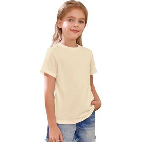 Undershirt for Kids Girls Boys Short Sleeve Crewneck Tees Toddler Solid Cotton Undershirt Teens Casual Basic Shirts