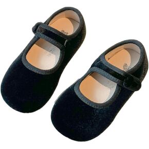 Toddler Mary Jane Shoes, Velvet Ballet Flats, Black and Burgundy, 2-Pack