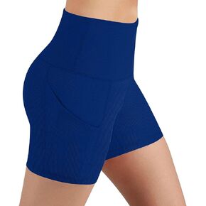 شورت دراجة الضغط العالي المخصر 5 في inseam مع الجيوب الجانبية الرياضية الرياضية الرياضية تجريب اليوغا السراويل تدريب القيعان