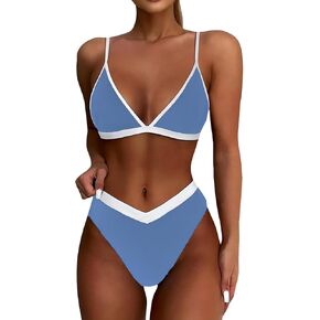 Yesunpxs Womens Bikini Sets 2025 Two Piece Solid Tummy Control Bathing Suits Sexy Summer Bathing Suit Beach Vacation Clothes