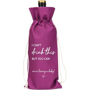 （Purple） I Cant Drink This But You Can Pregnancy Announcement for Grandparents Aunt Parents New Mom Dad Pregnancy Announcement Wine Bag