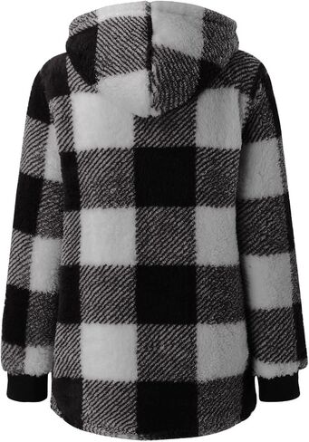 أكواخ للنساء 2024 Fall Flannel zip up غلاف منقوش غامض بالإضافة إلى حجم هوديسي طويل الشتاء مع جيب in Kuwait