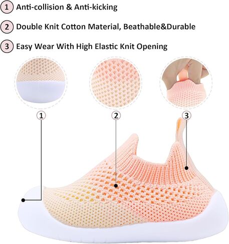 أحذية الأطفال الأولاد الفتيات الفتيات التنفسات شبكة أول أحذية المشي أطفال خفيفة الوزن زلة على أحذية رياضية قطنية داخلية على الأرض in Kuwait