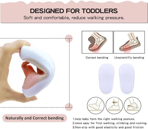 أحذية الأطفال الأولاد الفتيات الفتيات التنفسات شبكة أول أحذية المشي أطفال خفيفة الوزن زلة على أحذية رياضية قطنية داخلية على الأرض in Kuwait