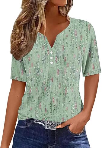 CEBOYEL WOMENS FLOROL PRINT SUMMER TOPS 2024 DANKY CORPLES LISE SHORT HENLE in Saudi Arabia
