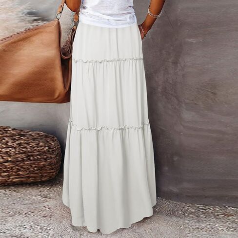 Women's Floral Print Midi Skirts 2025 Summer Aline Elastic High Waist Pleated Flowy Long Skirt Pockets Cute Skirts in Saudi Arabia