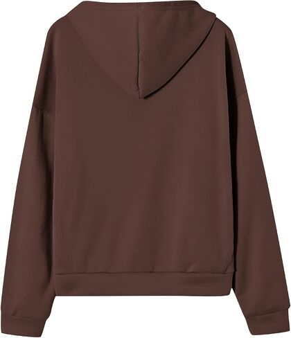 Full Zip Up Hoodies for Women Baggy Fall Winter Fleece Sweatshirt Drawstring Comfy Lightweight Jacket Coats w/Pockets in Saudi Arabia