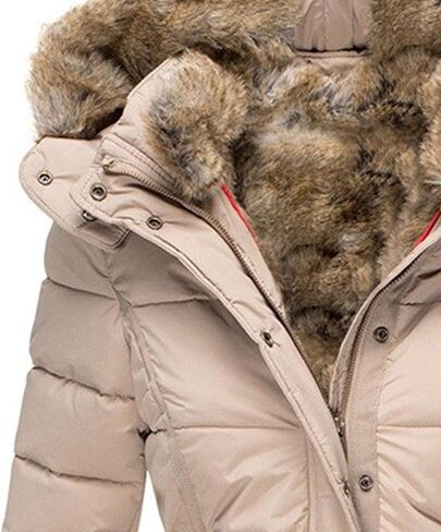 JEsilunmaMY Women's Fleece Lined Insulated Puffer Jacket Winter Coats Fur Hooded Down Parkas Slim Shearling Padded Jacket in Saudi Arabia