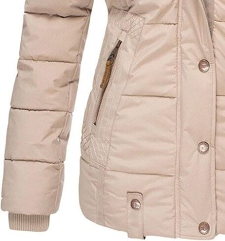 JEsilunmaMY Women's Fleece Lined Insulated Puffer Jacket Winter Coats Fur Hooded Down Parkas Slim Shearling Padded Jacket in Saudi Arabia