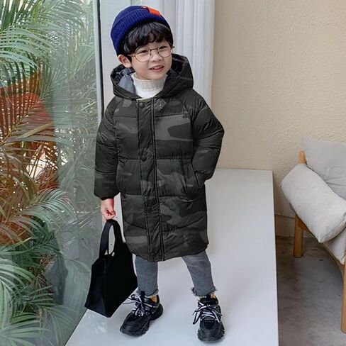 Winter Down Coats for Kids Baby Boys Girls Long Hooded Puffer Jacket Outerwear Thicken Puffer Windbreaker Outwear in Saudi Arabia