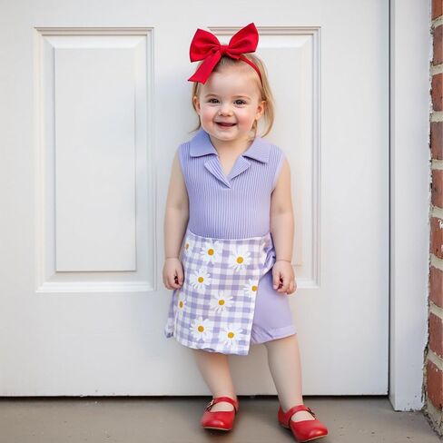 Toddler Baby Girl Summer Clothes Sleeveless Ribbed Tank Tops And Daisy Plaid Mini Skirt Set 2 Piece Skort Oufit in Saudi Arabia