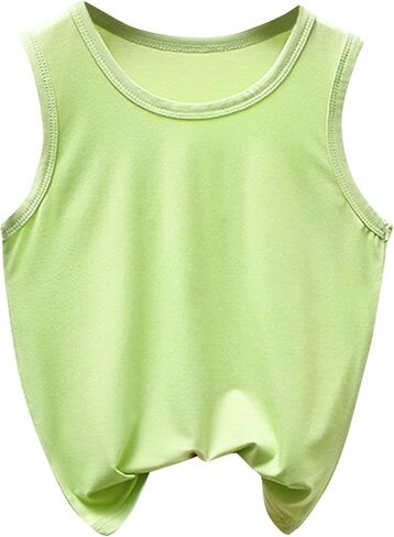 الفتيات الصيف بلا أكمام دبابة أعلى أساسية من طاقم الطاقم الصلبة المريح ناعم للورق المحملات للبنين 2-12 سنة in Kuwait