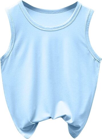 الفتيات الصيف بلا أكمام دبابة أعلى أساسية من طاقم الطاقم الصلبة المريح ناعم للورق المحملات للبنين 2-12 سنة in Kuwait