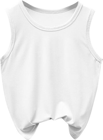 الفتيات الصيف بلا أكمام دبابة أعلى أساسية من طاقم الطاقم الصلبة المريح ناعم للورق المحملات للبنين 2-12 سنة in Kuwait