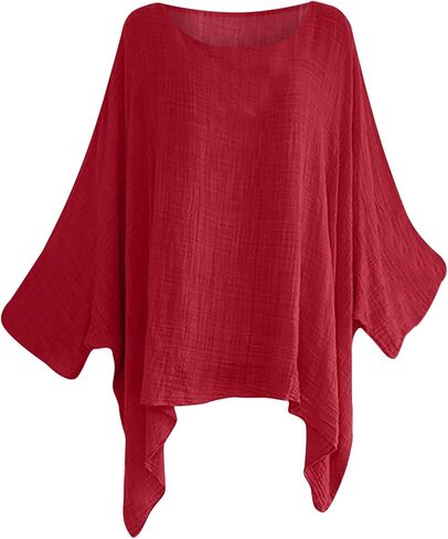 Women Linen Cotton Tops Tunic Top – Casual Batwing Long Sleeve Baggy T Shirt Tees Oversized Loose Flowy Blouse in Saudi Arabia
