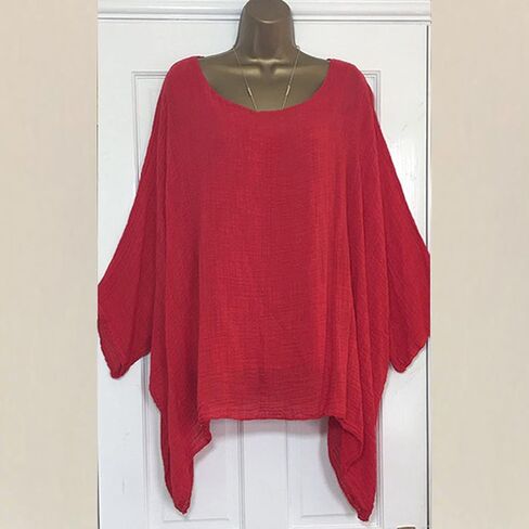 Women Linen Cotton Tops Tunic Top – Casual Batwing Long Sleeve Baggy T Shirt Tees Oversized Loose Flowy Blouse in Saudi Arabia