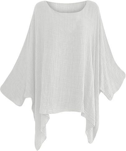Women Linen Cotton Tops Tunic Top – Casual Batwing Long Sleeve Baggy T Shirt Tees Oversized Loose Flowy Blouse in Saudi Arabia