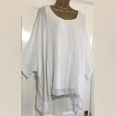 Women Linen Cotton Tops Tunic Top – Casual Batwing Long Sleeve Baggy T Shirt Tees Oversized Loose Flowy Blouse in Saudi Arabia