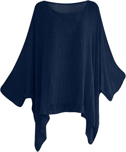 Women Linen Cotton Tops Tunic Top – Casual Batwing Long Sleeve Baggy T Shirt Tees Oversized Loose Flowy Blouse in Saudi Arabia