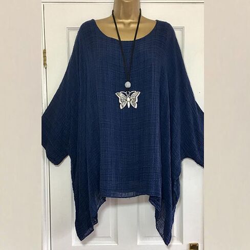Women Linen Cotton Tops Tunic Top – Casual Batwing Long Sleeve Baggy T Shirt Tees Oversized Loose Flowy Blouse in Saudi Arabia