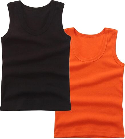 2-Pack Kids Basic Solid Sleeveless Tank Top Comfy Cotton Tee Shirts for Toddler Boys and Girls 2-14 Years in Saudi Arabia