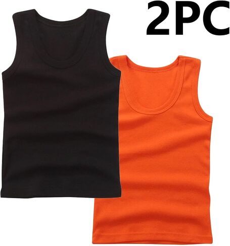 2-Pack Kids Basic Solid Sleeveless Tank Top Comfy Cotton Tee Shirts for Toddler Boys and Girls 2-14 Years in Saudi Arabia