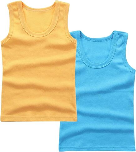 2-Pack Kids Basic Solid Sleeveless Tank Top Comfy Cotton Tee Shirts for Toddler Boys and Girls 2-14 Years in Saudi Arabia