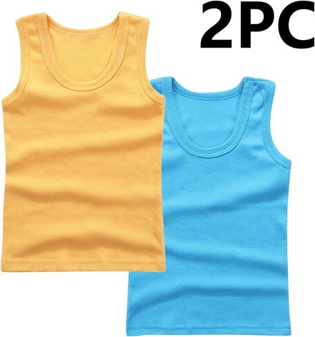 2-Pack Kids Basic Solid Sleeveless Tank Top Comfy Cotton Tee Shirts for Toddler Boys and Girls 2-14 Years in Saudi Arabia