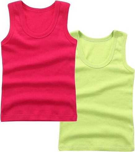 2-Pack Kids Basic Solid Sleeveless Tank Top Comfy Cotton Tee Shirts for Toddler Boys and Girls 2-14 Years in Saudi Arabia