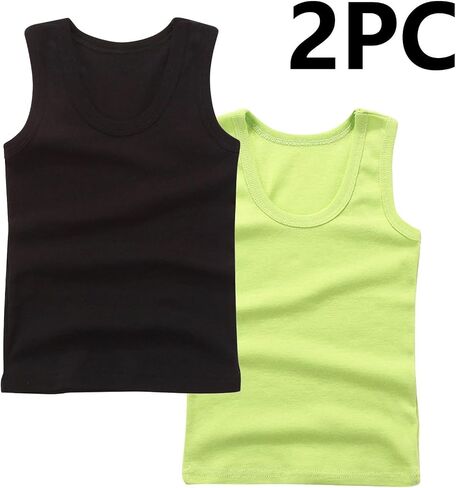 2-Pack Kids Basic Solid Sleeveless Tank Top Comfy Cotton Tee Shirts for Toddler Boys and Girls 2-14 Years in Saudi Arabia