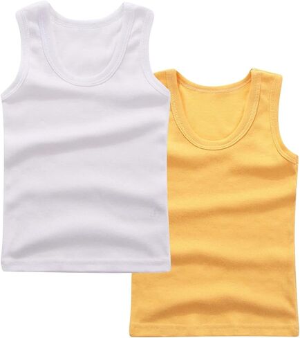 2-Pack Kids Basic Solid Sleeveless Tank Top Comfy Cotton Tee Shirts for Toddler Boys and Girls 2-14 Years in Saudi Arabia